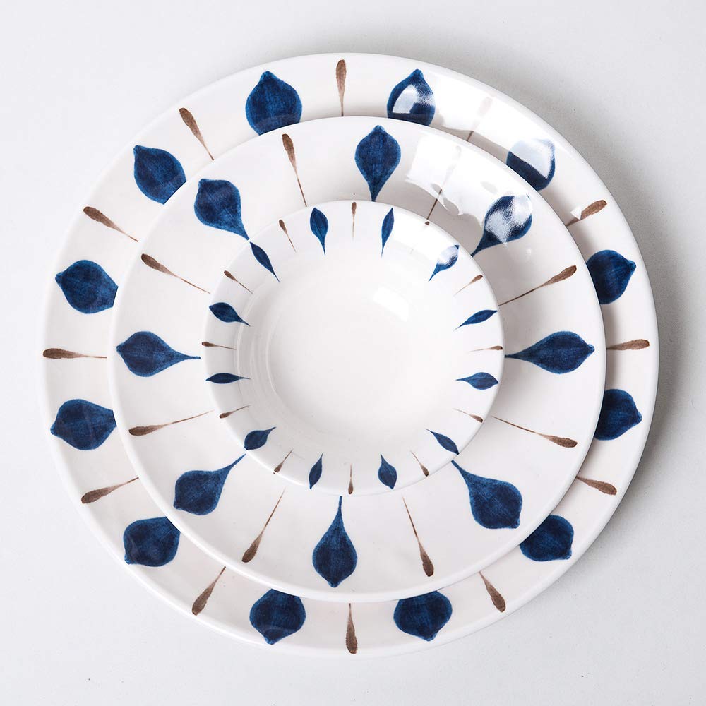 Godinger Dinnerware Set, Dinner Plate, Salad Plate/Dessert Plate, Soup Bowl/Cereal Bowl and Coffee mug, Black Band, 16 Piece Set