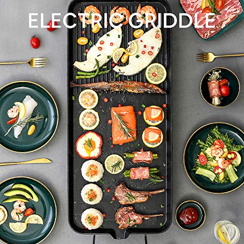 Everyday Nonstick,Electric Griddle,Grill,Suitable for Pancakes,Burgers,Eggs,Healthy-Eco,Non-stick Coating,Hassle-Free Clean Up,25in,black