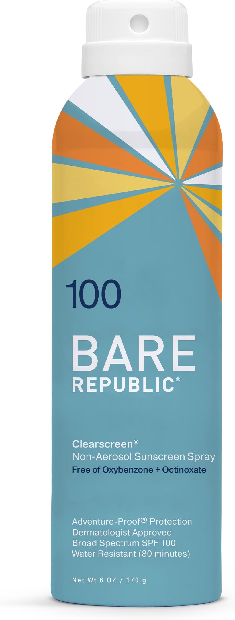 Bare Republic Clearscreen Sunscreen SPF 100 Sunblock Spray, Water Resistant with an Invisible Finish, 6 Fl Oz