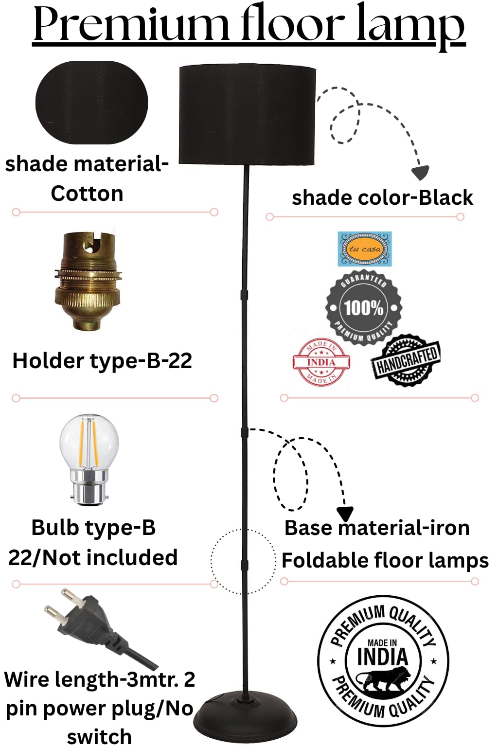 Foldable Metal Floor Lamp - tu casa -5