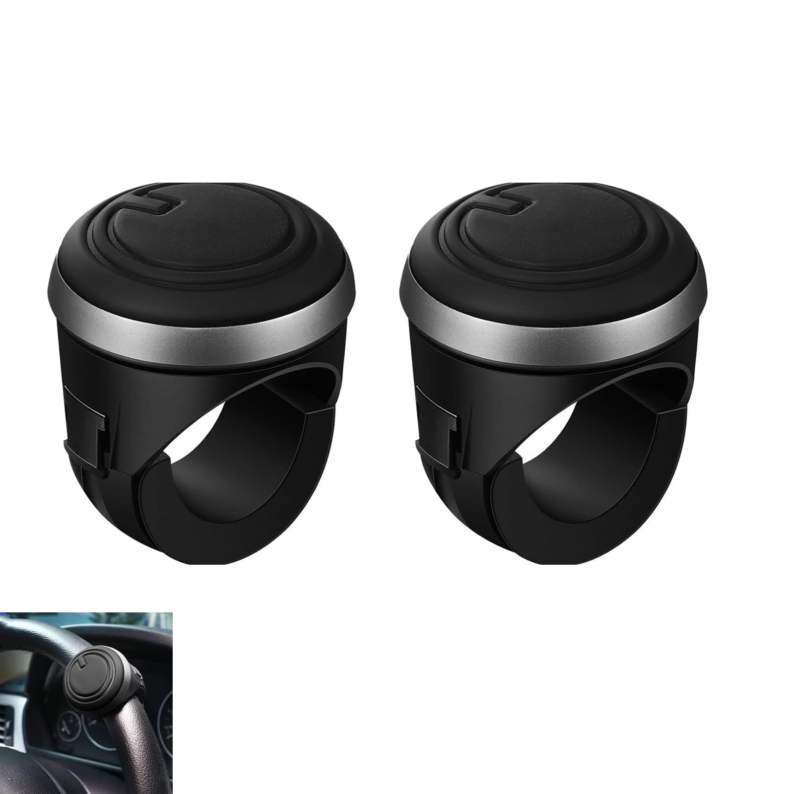 Joyzzz Steering Wheel Spinners, 2 Pack 360 Degrees Rotation Spinner Knob Steering Wheel, Knob Steering Wheel Spinners with Metal Bearings and Silicone Surface for Driving Turning Cars Trucks