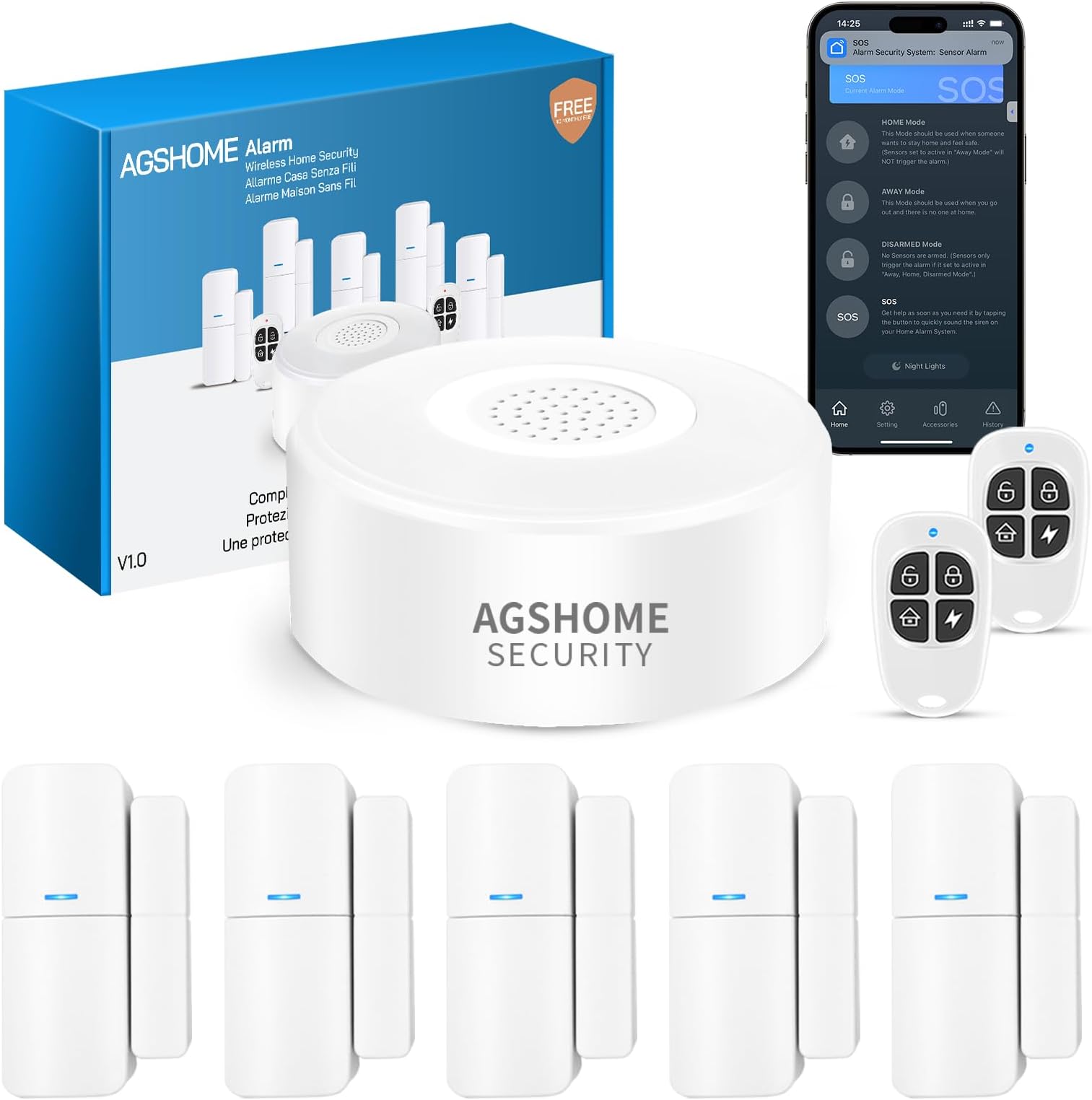 Sirène Intérieure Puissante Meian Focus MD-214R – 100dB Avec Flash – Alarme Connectée GSM 868 MHz