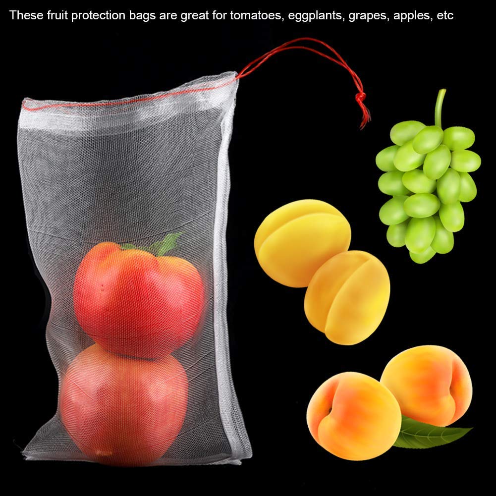 Daffodils Traders Reusable Produce Storage Bags for Transporting Fruits and Veggies, Net Barrier with Drawstring, Nylon Mesh Garden Netting Protection Bag for Plant (30) 2