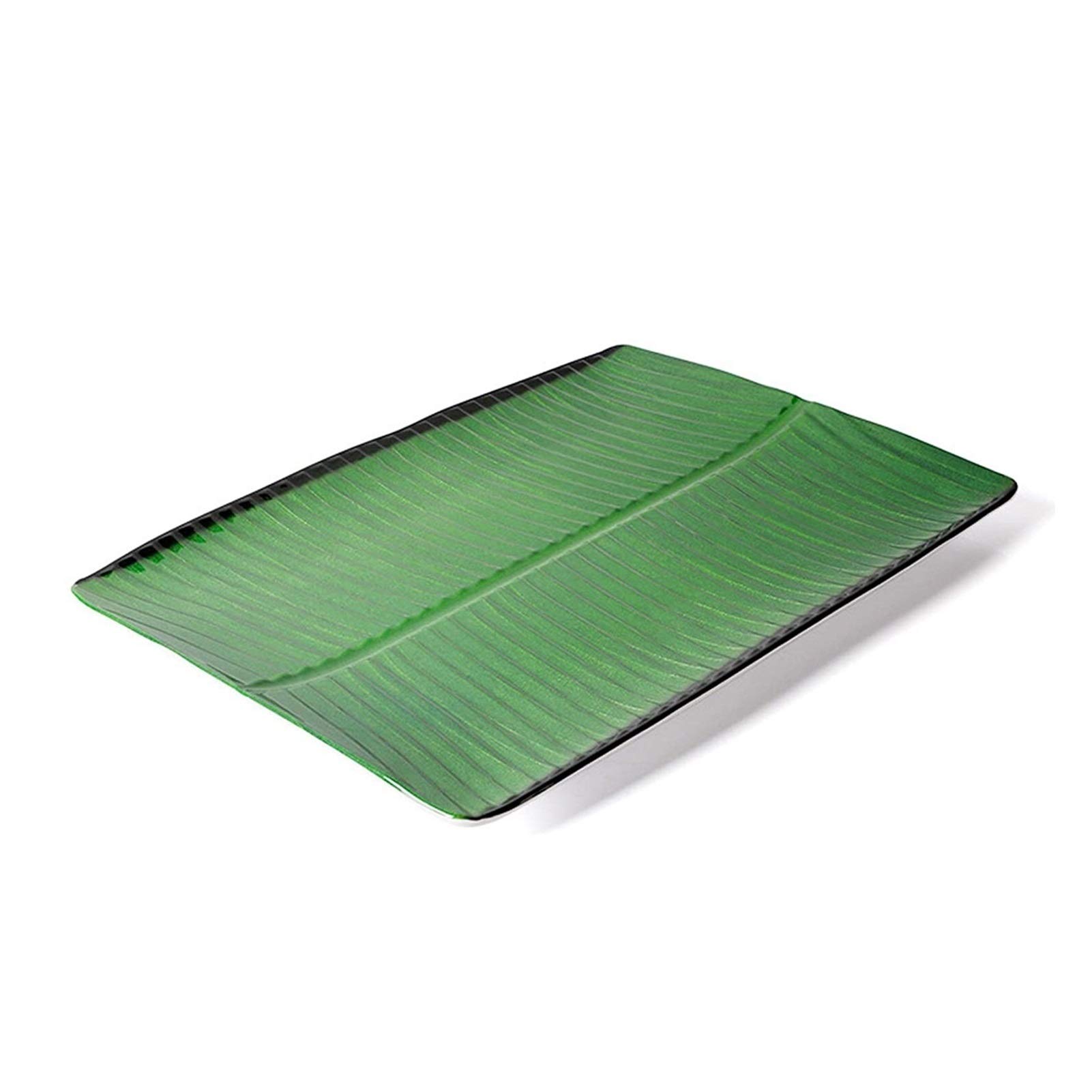 Assiettes carrées feuille de banane lavables au lave-vaisselle J146