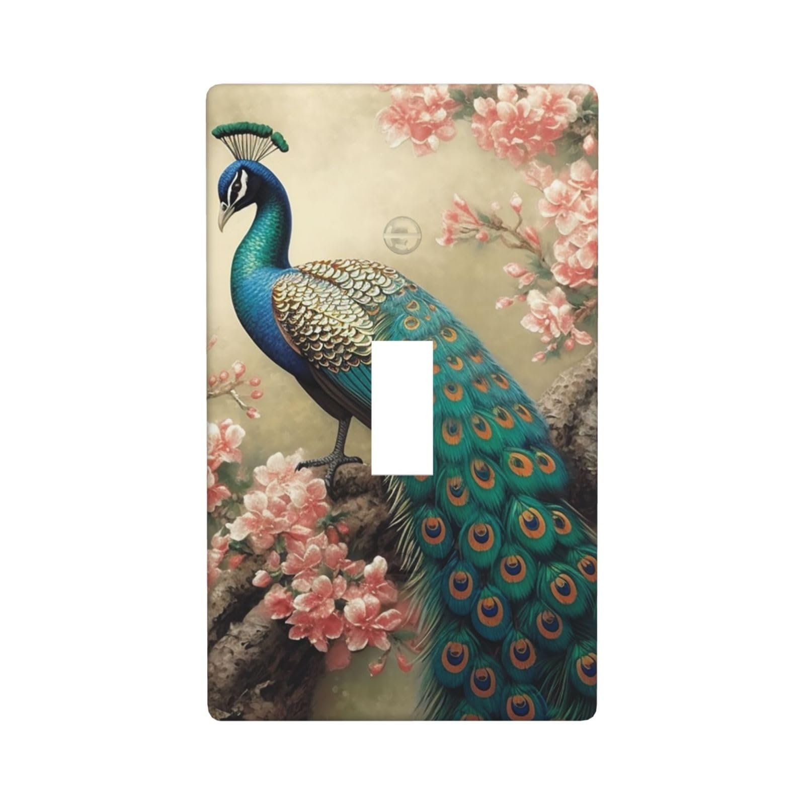 Nonhai Oriental Peacock Decorator Wall Plate Cover Single Toggle Light Switch Cover Wallplates Blank Electrical Rocker Switch Plate Covers For Electrical Outlets Decorative 1 Gang 4.5" X 2.76"