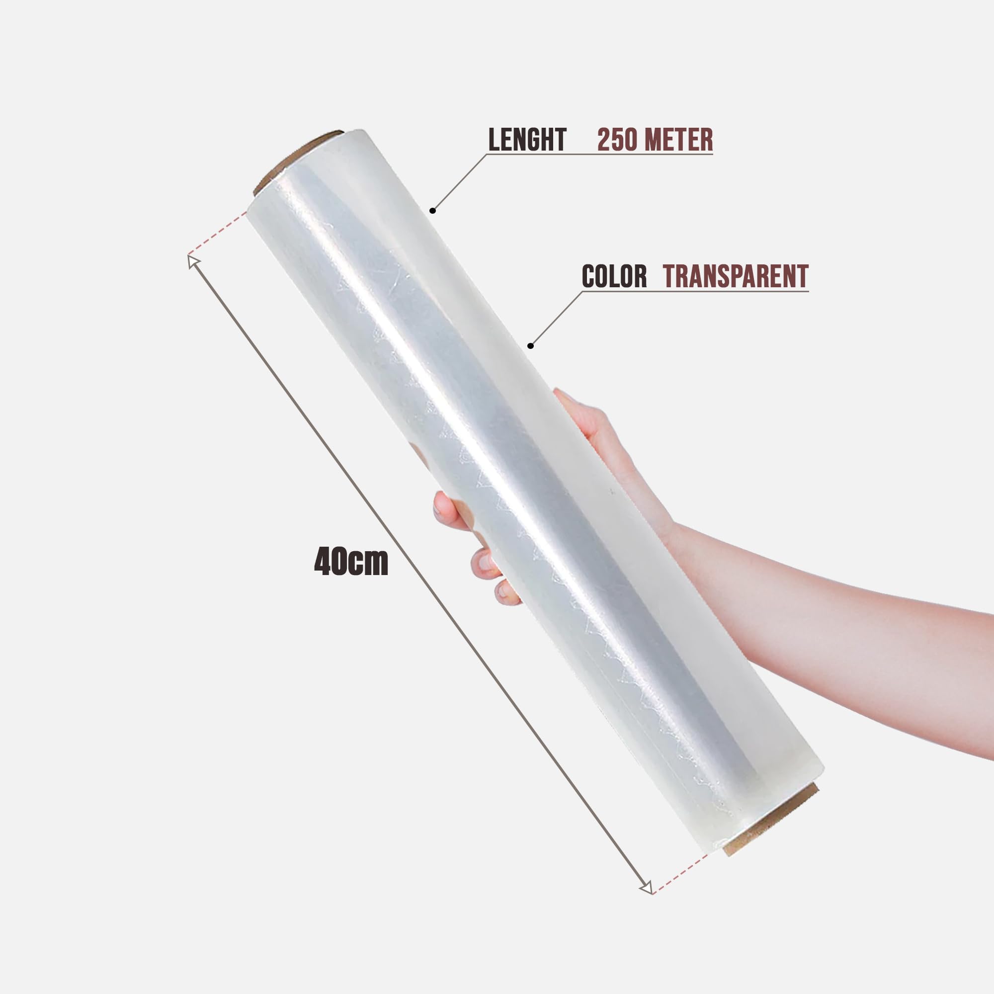 LEDSone Paletten-Stretchfolie, extra lange Rolle, Standardkern, dicke Schrumpffolie, Frischhaltefolie, Kunststofffolie, Verpackung (15.8in Wide x 820ft Long(Transparent – ​​9 piece)