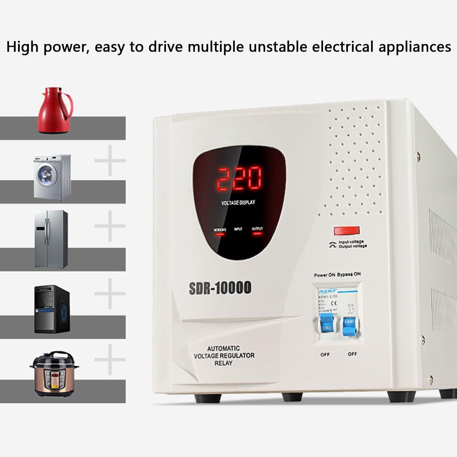 Regulador de Voltaje 10000W 220V Aire Acondicionado monofásico Estabilizador de Voltaje Totalmente automático
