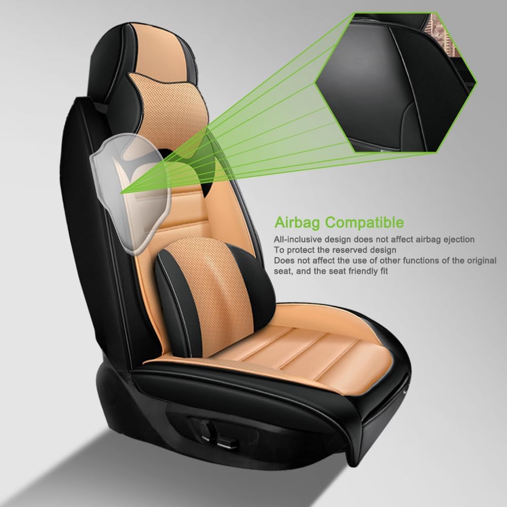 Luxury Seat Covers for Bentley Flying Spur Hybrid 2022-2024,2PCS Leather Car Seat Covers,Waterproof Seat Protectors Auto Seat Covers,Soft Interior Cover Seats for Cars(Black and Orange)