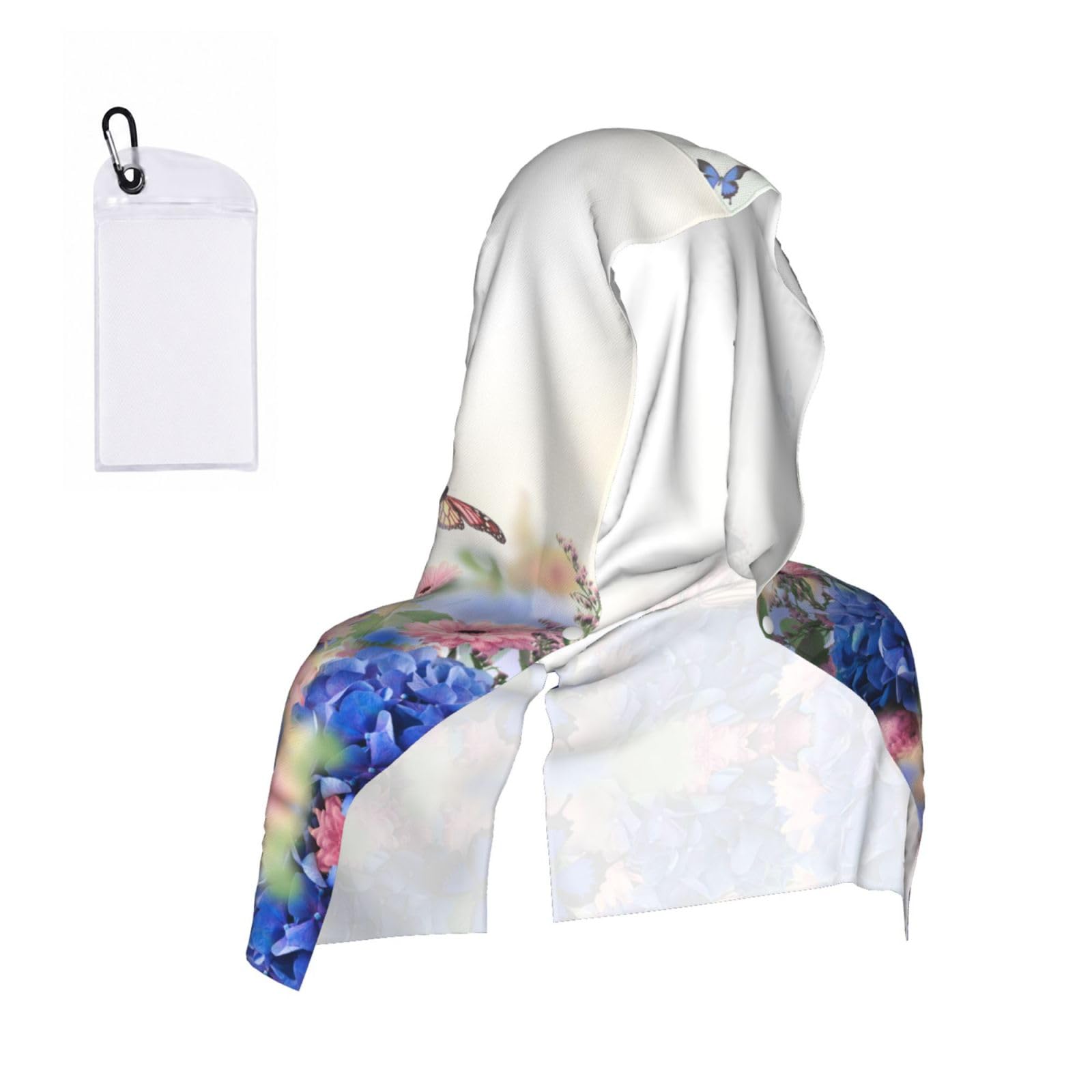 EZDLOWVBA Daisies Butterflies Print 2 Pack Cooling Hoodie Towels,Sports Headscarf, Neck Wrap Scarf,Breathable Cooling Towel For Neck And Face, Travel, Swimming, Training