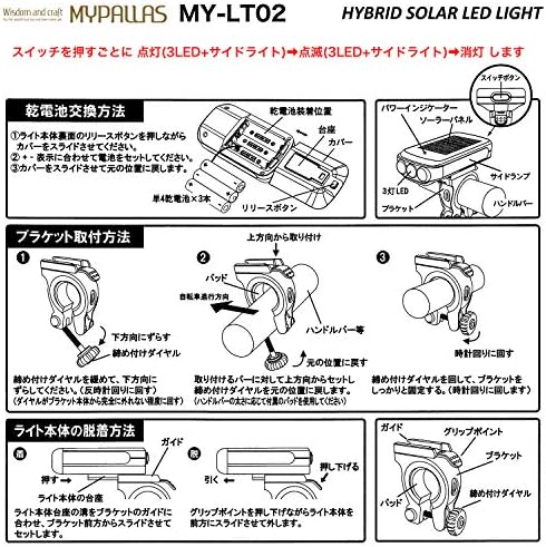 Amazon My Pallas マイパラス ハイブリッドソーラーledライト My Lt02 ソーラー 乾電池 簡単取付 防滴仕様 クロスバイク 折りたたみ自転車等に マイパラス My Pallas ヘッドライト