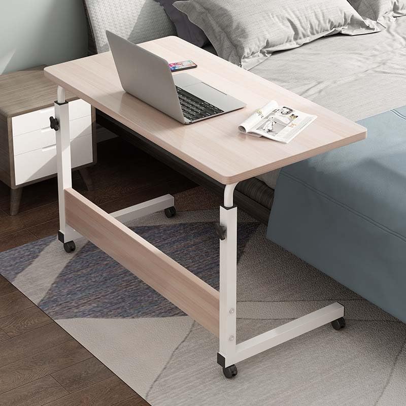 AUTOYSUR Movable Computer Desk with Wheels Height Adjustable Overbed Bedside Desk Mobile Standing Laptop Table for Hospital Home Sofa Bed Side Table (Wood2)