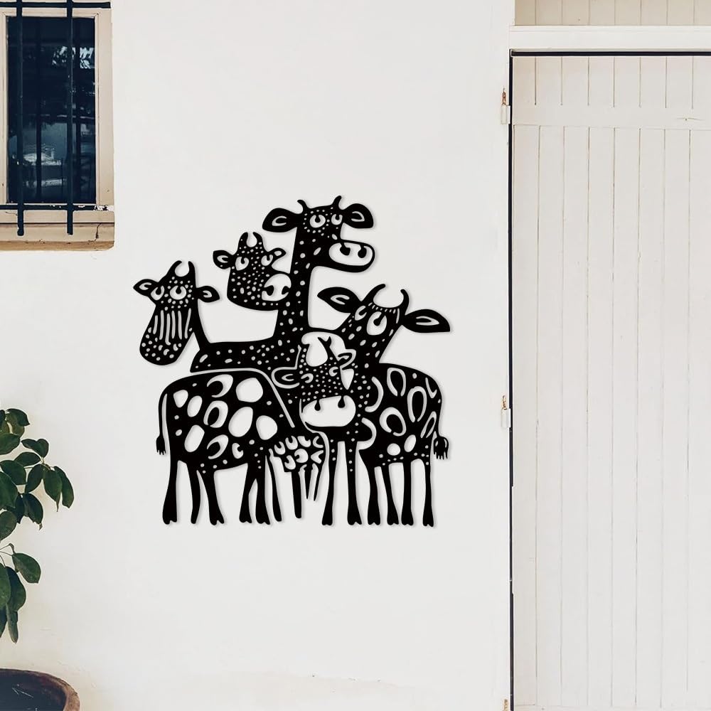 Decoración de pared abstracta contemporánea de metal con siluetas de jirafas y cebras, hierro duradero, 15,05 x 15,76 pulgadas, moderna para interiores y exteriores, ideal para sala de estar, dor