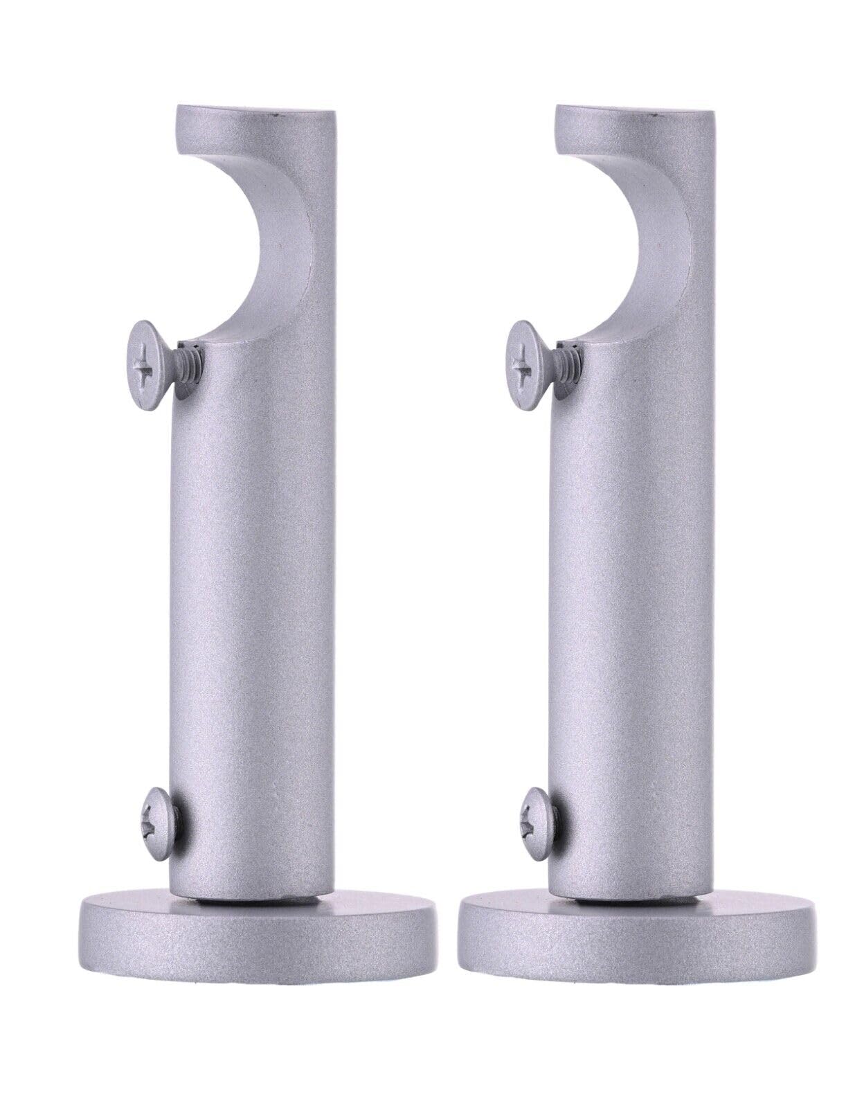 Lister Cartwright 19mm Curtain Pole Brackets with Adjustable Screws Metal Finish (Pack of 2) -Matt Silver(Barrel Bracket) โ image 1