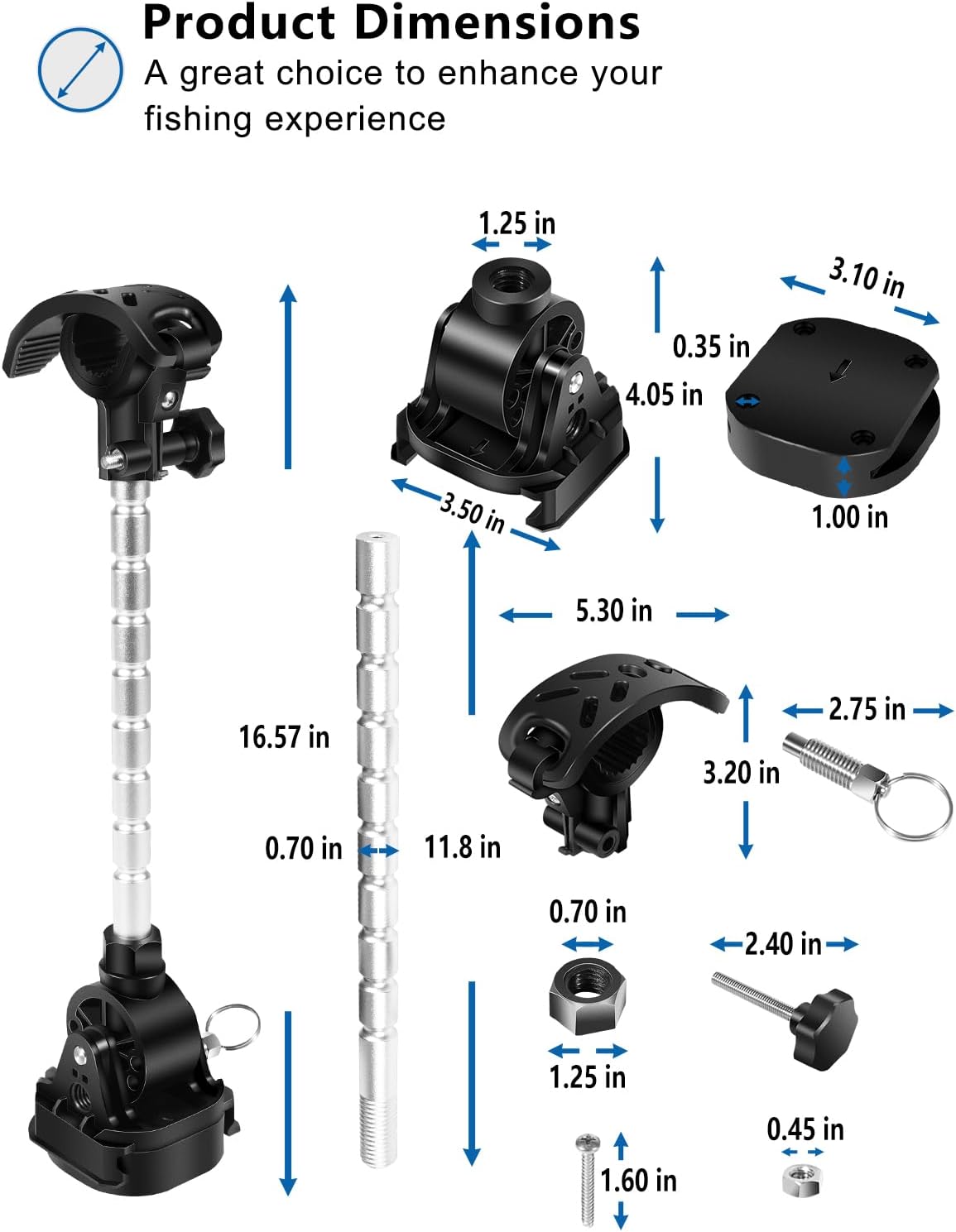 Repalcement for 1862060 MKA-60 Electric Steer Bow-Mount Stabilizer Kit, Trolling Motor Stabilizer Mount For MinnKota Trolling Motors Ulterra, Terrova & PowerDrive, Reduces Bounce and Vibration