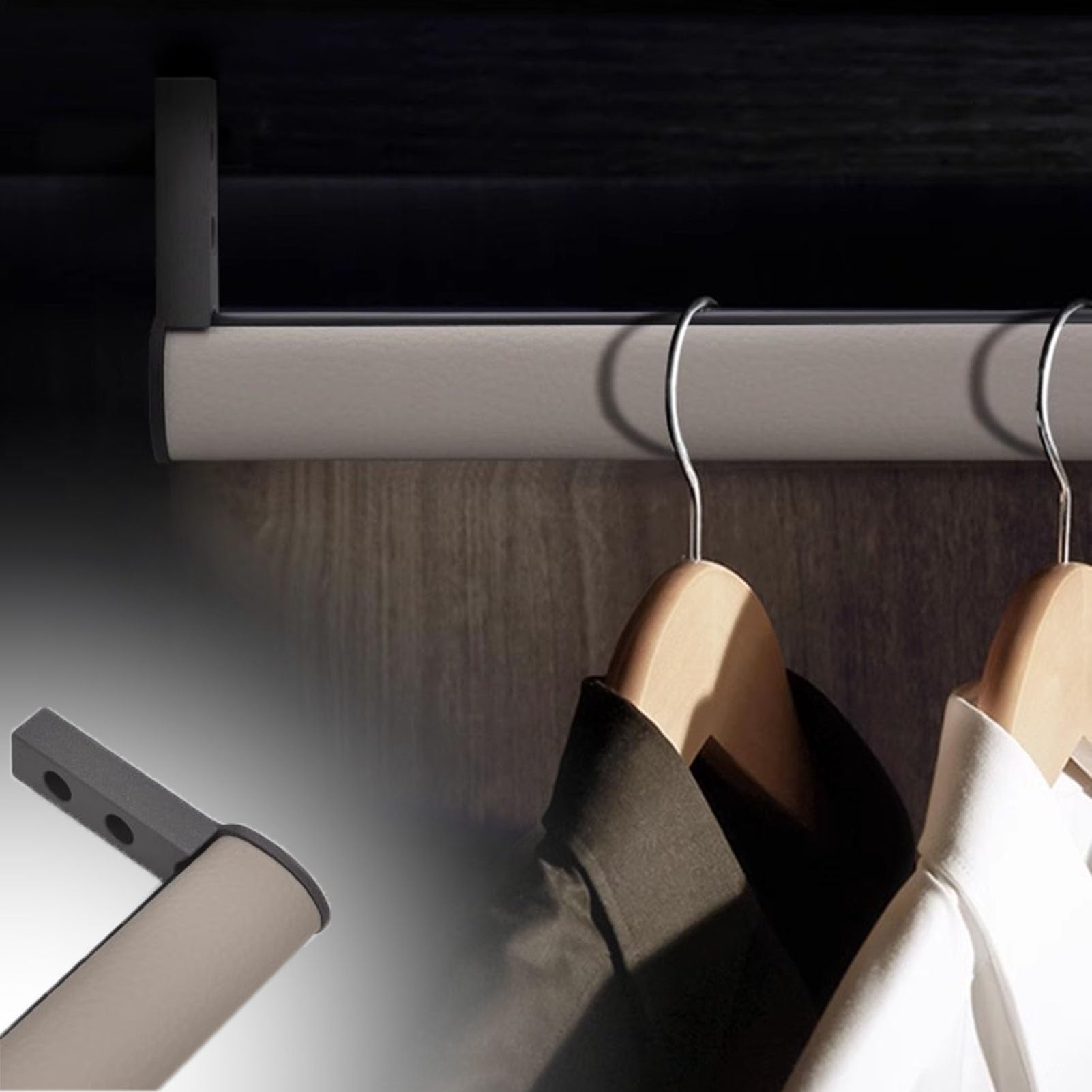 Rack de vêtements en aluminium Nizer 100 cm ovale avec couverture en cuir