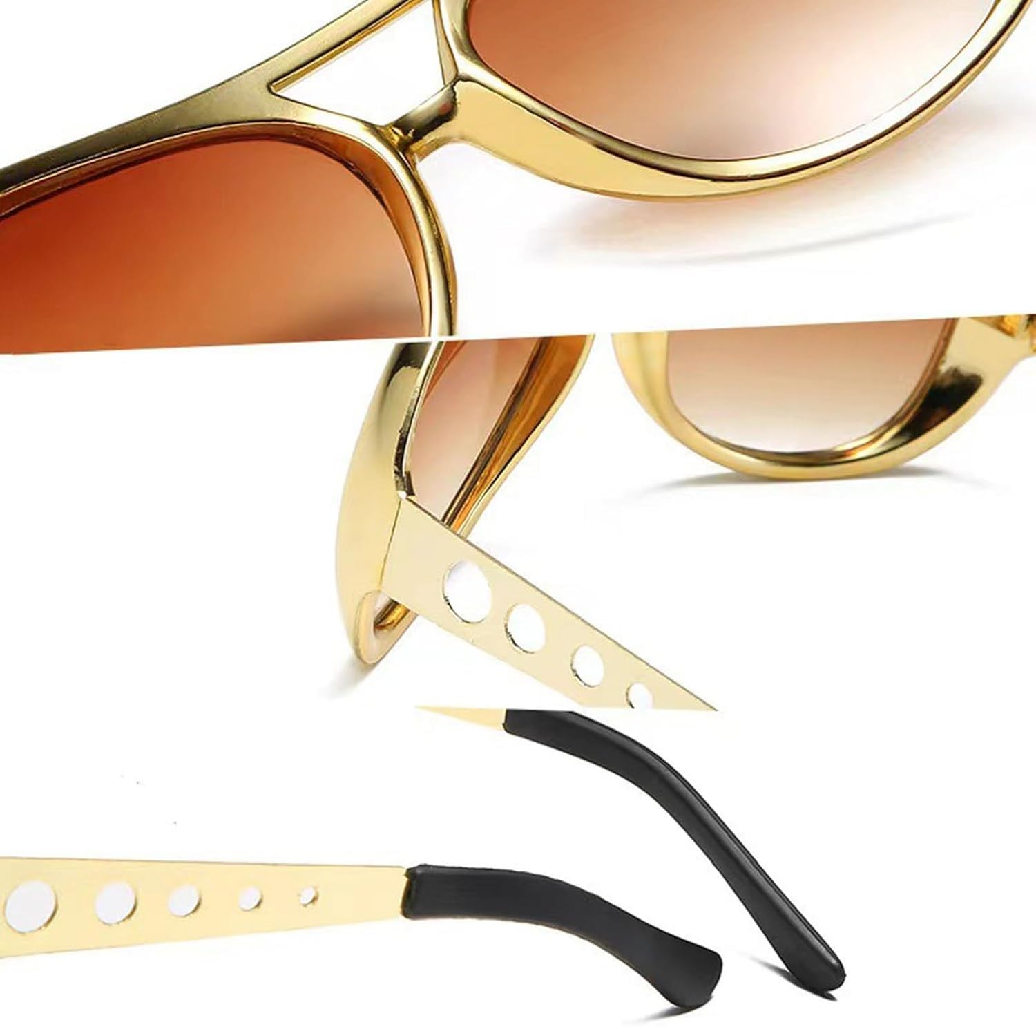 50’s 60’s Disco Sunglasses Golden Celebrity Costume Glasses for Halloween Cosplay Dress Up