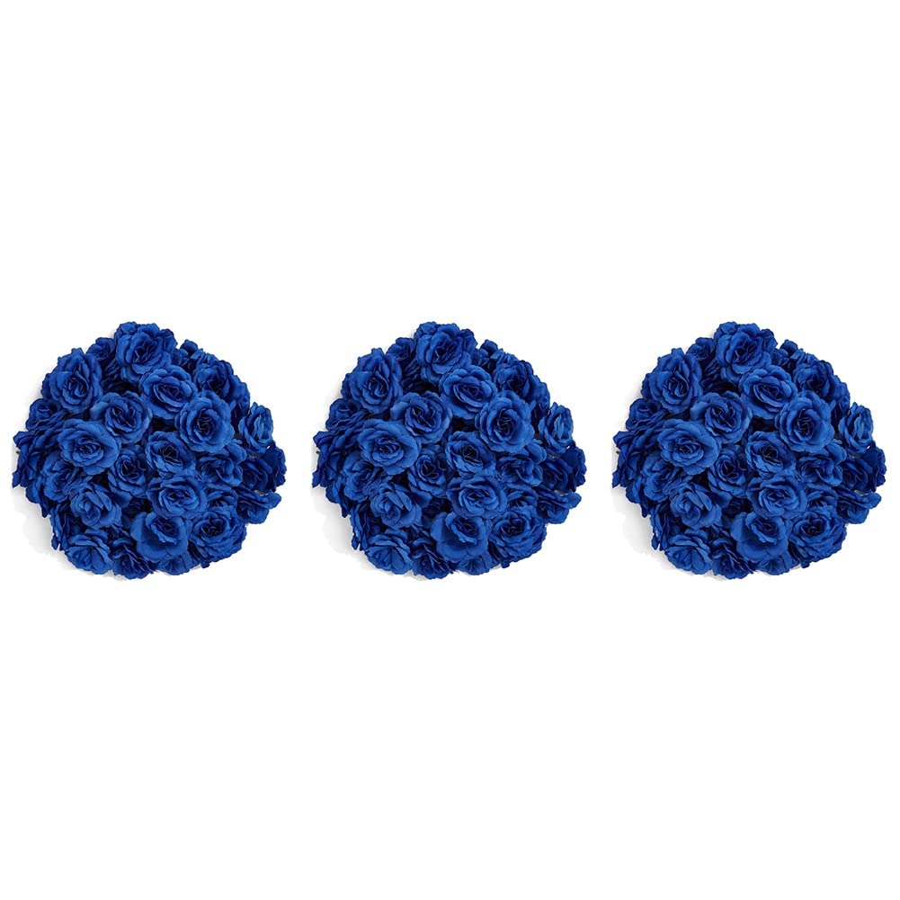 Hndhbfgrt Silk Rose Flower Heads,150Pcs for Hat Clothes Album Decoration, Wedding Decoration (Dark Blue)