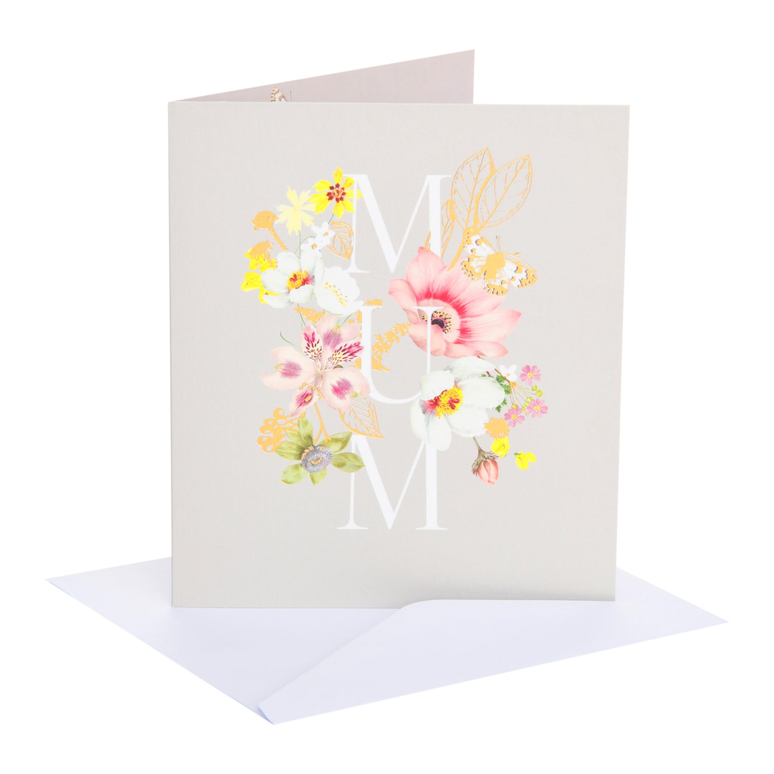 UK Greetings | Mother's Day Card for Mum | Card for Mum, Grandma, Wife | Her, Girls, Women | MUM with Florals Design | With Envelope | 15.9 x 18.4 cm