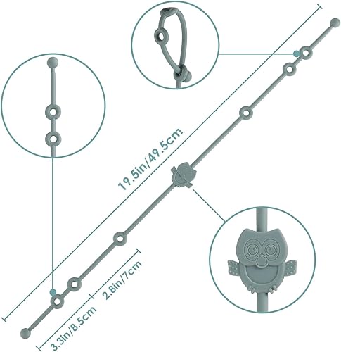 Miniatura 2 de Slotic Paquete de 6 correas de juguete para bebé, correas de silicona para silla alta y cochecito, biberón y accesorios para asiento de automóvil,