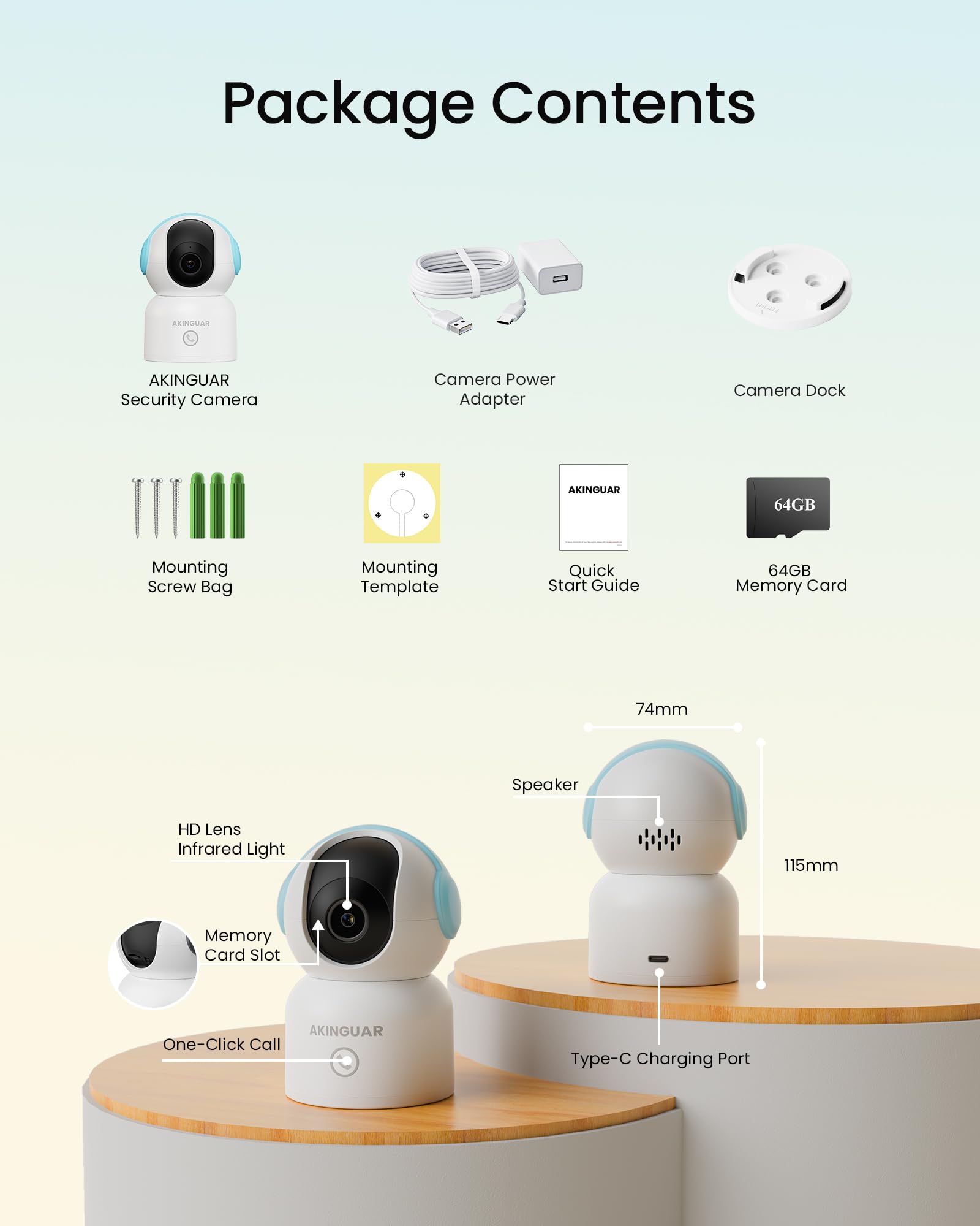 4K 8MP Camara Vigilancia WiFi Interior, 360° PT Cámara IP, AI Deteccion de Humana/Mascata, Seguimiento Automático, Audio Bidireccional, Visión Nocturna, 2.4G/5G WiFi, con Tarjeta de 64GB