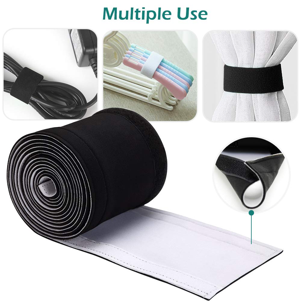 Organizar Cables 4m, GeeRic Neopreno Flexible Funda para Manejo De Cables, Impermeable, DIY Cortable y Ajustable, Protector de Cable para Escritorio, Oficina, Mesa, TV.