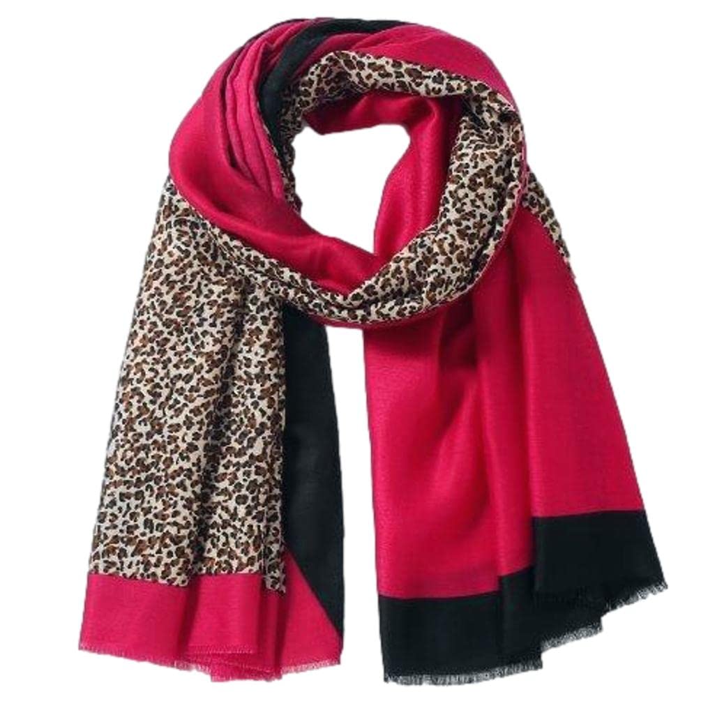 Purple Possum Women's Cerise Pink, Pink, Fuchsia, Cerise, Hot Pink Purple Possum® Animal Print Scarf Brown Black Wrap Leopard Print Gold Sparkly Shawl Cotton Blend Scarf (Cerise Pink)