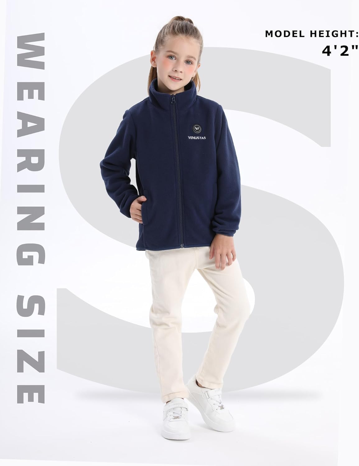 Venustas Kids Heated Fleece Jacket with Battery Pack, Girls Youth Electric Heated Coat for Winter - Image 3