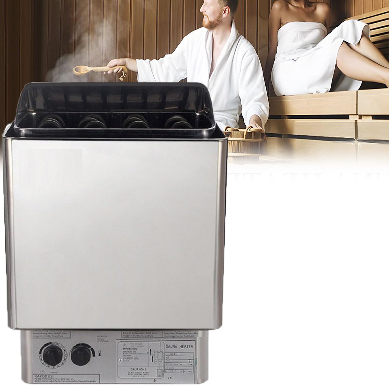 Equipo de calefacción para Sauna, Calentador eléctrico, Estufa de Sauna para baño de Vapor seco, Calentador para Sala de Sauna, Estufa de Sauna eléctrica de Acero Inoxidable 3.0KW/380V