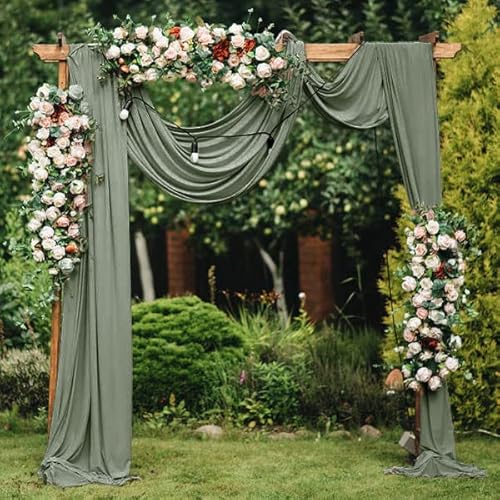 Aviviho Sage Green Chiffon Table Runner 10 Pack 10Ft Long Wedding Table Runner Sheer Table Runner 29X120 Inches Rustic Gauze Table Runner For Wedding Birthday Party Bridal Baby Shower Cake Table Décor #TOP5