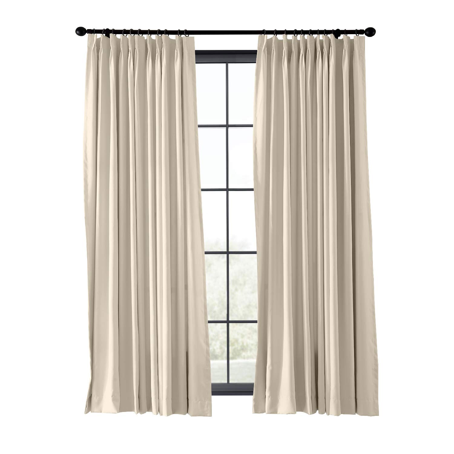 Fireproof Flame Retardant Insulated Curtain Panel Beige 100" W x 96" L Ideal for Office Hotel School Cinema and Hospital Use (1 Panel)
