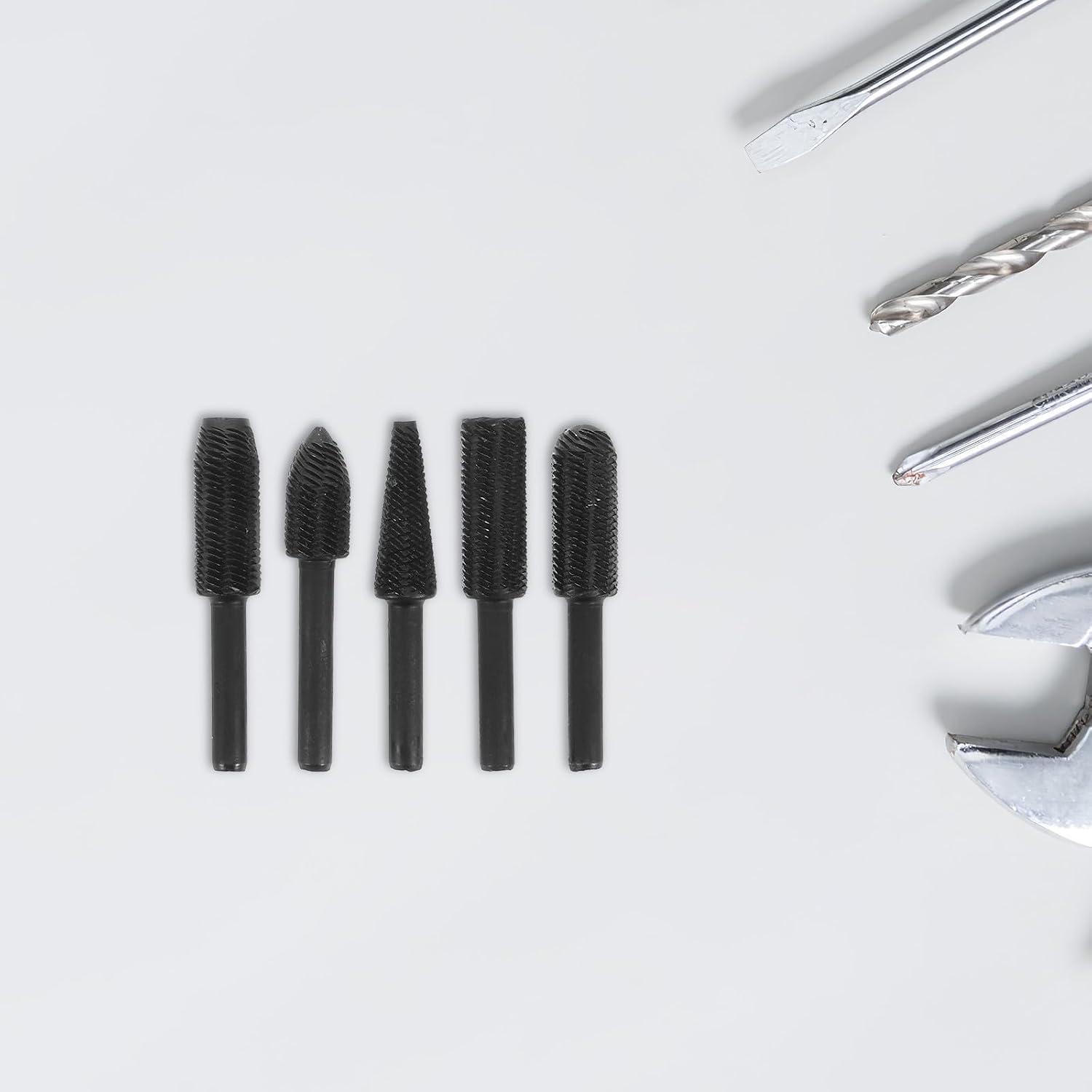 5pcs Steel Rotary Burr File Kit for Deburring and Shaping