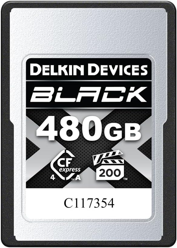 Delkin Devices 480GB Black CFexpress Type A Memory Card – Up to 1830MB/s Read, 1710MB/s Write Speeds for 8K, 6K & 4K Video, VPG200