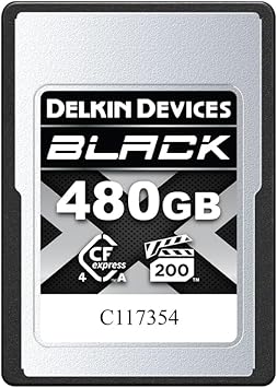 Delkin Devices 480GB Black CFexpress Type A Memory Card Up to 1830MB/s Read, 1710MB/s Write Speeds for 8K, 6K & 4K Video, VPG200
