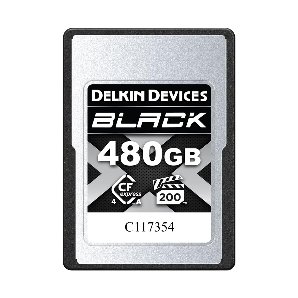 Delkin Devices 480GB Black CFexpress Type A Memory Card – Up to 1830MB/s Read, 1710MB/s Write Speeds for 8K, 6K & 4K Video, VPG200