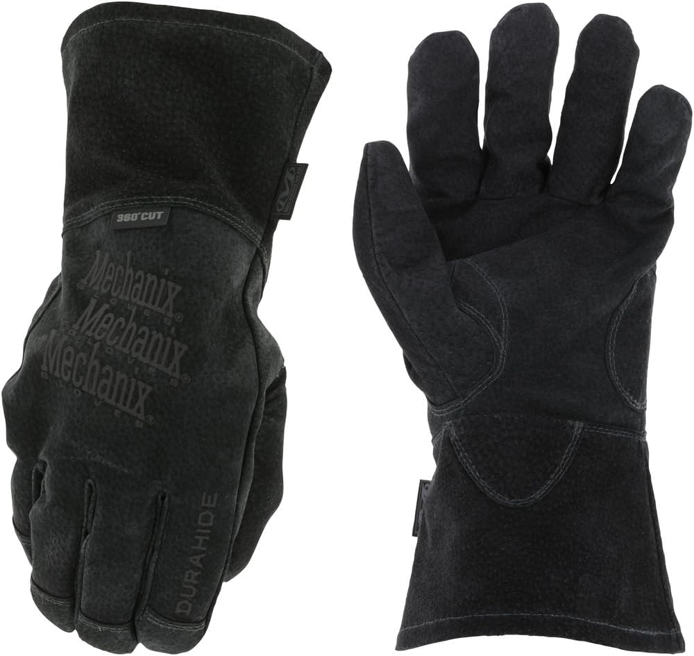 Mechanix Wear: Regulator MIG Welding Gloves, 360 Cut Resistance, ANSI A4, Durahide Boar Leather, Heat Resistance, DuPont Kevlar Stitched for Added Durability, Safety Gloves for Work (Black, X-Large)