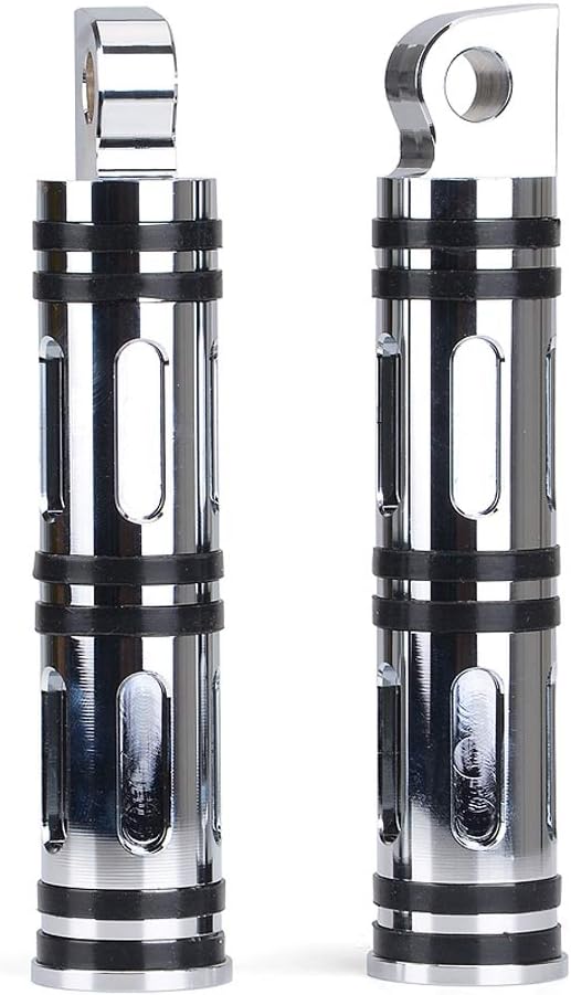 Goldfire Motorcycle Foot Pegs Front & Rear Footpegs 1 Pair Slim CNC Cut Foot Rests Compatibility For Harley Sportster, Dyna, Road King (Chrome)