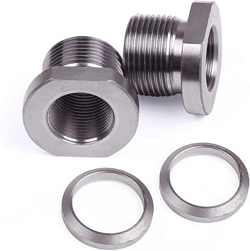 2 Pack Thread Protector, 1/2 x 28 ID to 5/8 x 24 OD, Stainless Steel Thread Adapters 1/2 x 28 Convert to 5/8 x 24 with Crush Washer Stainless Steel