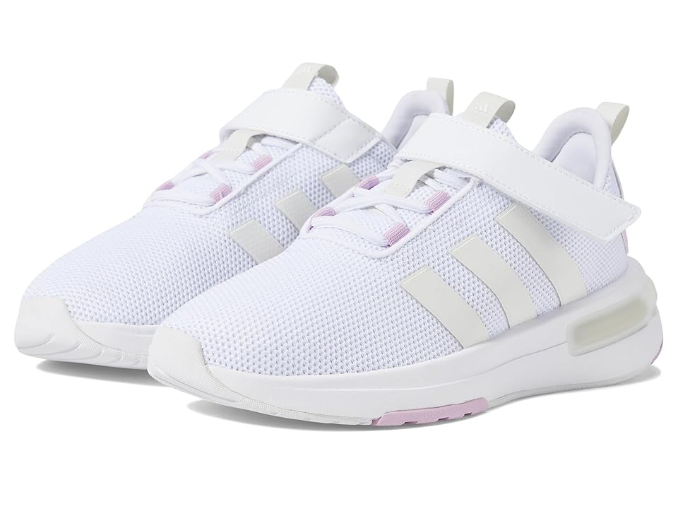 adidas Kids Racer TR23 EL (Little Kid/Big Kid) (Footwear White/Off-White/Bliss Lilac) Girl's Shoes INTERNATIONAL SHIPPING