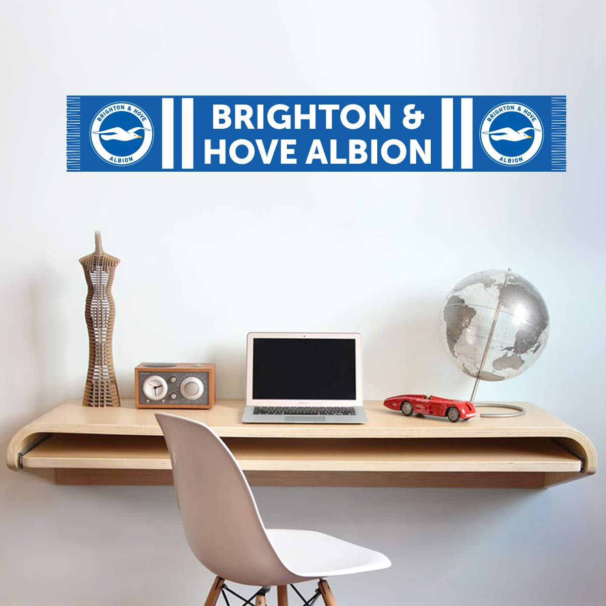 Beautiful Game Official Brighton & Hove Albion Football Club Scarf Wall Sticker Mural & Brighton Crest Decal Set Vinyl Art Print (120Cm X 20Cm)
