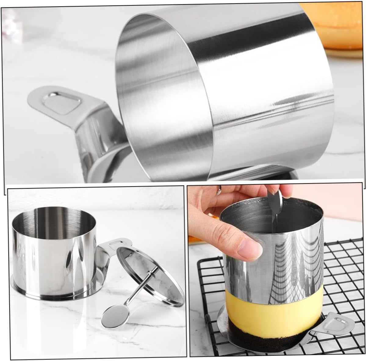 Unomor 1set Stainless Steel Mousse Baking Tool Round Cake Molds Desserts and Mousse Easy Baking and Cake Decorating
