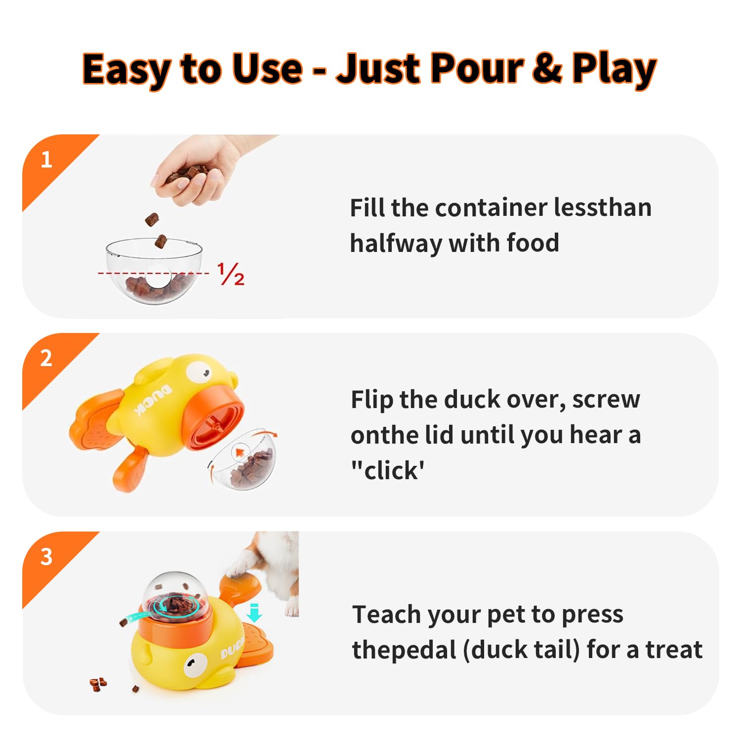 Alimentador de rompecabezas de pato para perros, juguetes interactivos de alimentación lenta con dispensador de golosinas para aumentar el coeficiente intelectual, estimulación mental y evitar la
