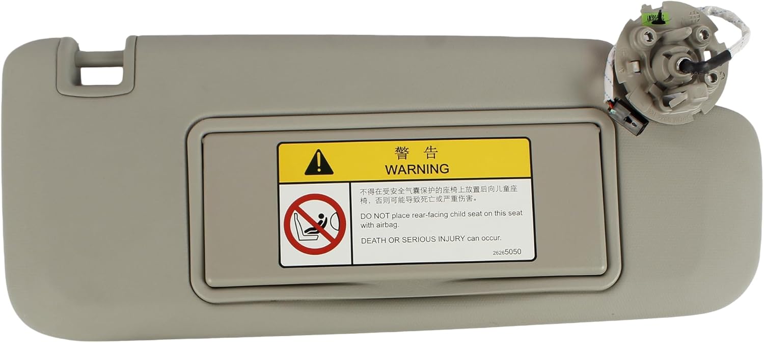 OEM Malibu Sun Visor with Light - Gray 84287939 - Fits 2013-2024 Malibu Also Fits 2011-2020 Buick Regal (Passenger Side)