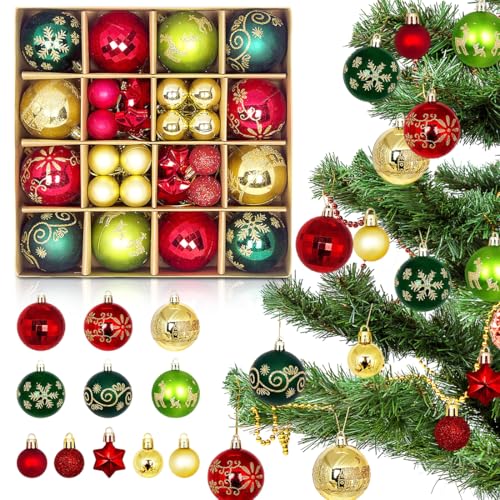 44 Stücke Weihnachtskugeln, Bruchsichere Weihnachtsbaumkugeln...