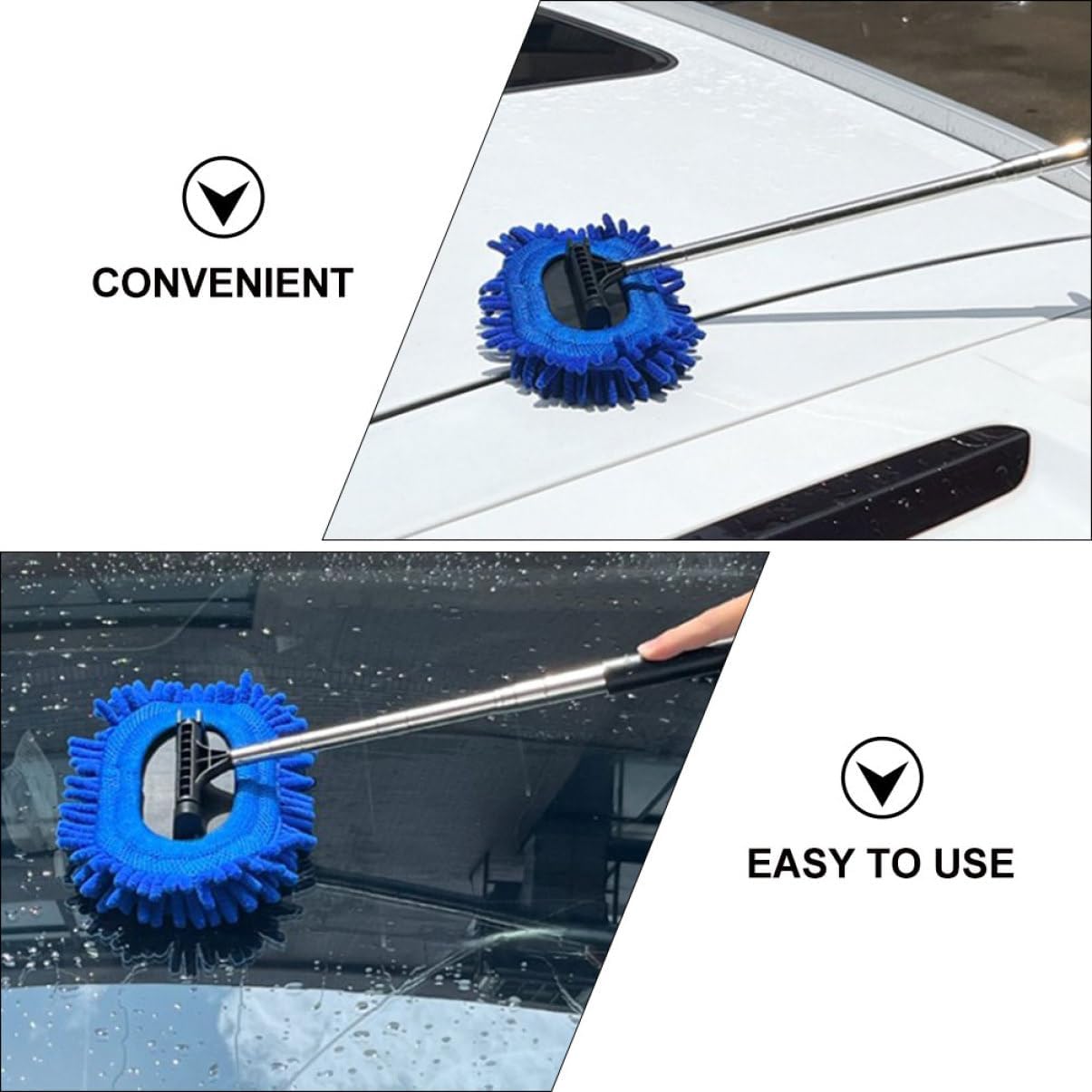 Telescopic Windshield Cleaner Tool Design for Window Rearview Mirror and Interior Cleaning Microfiber Cloth for Easy Storage and Use