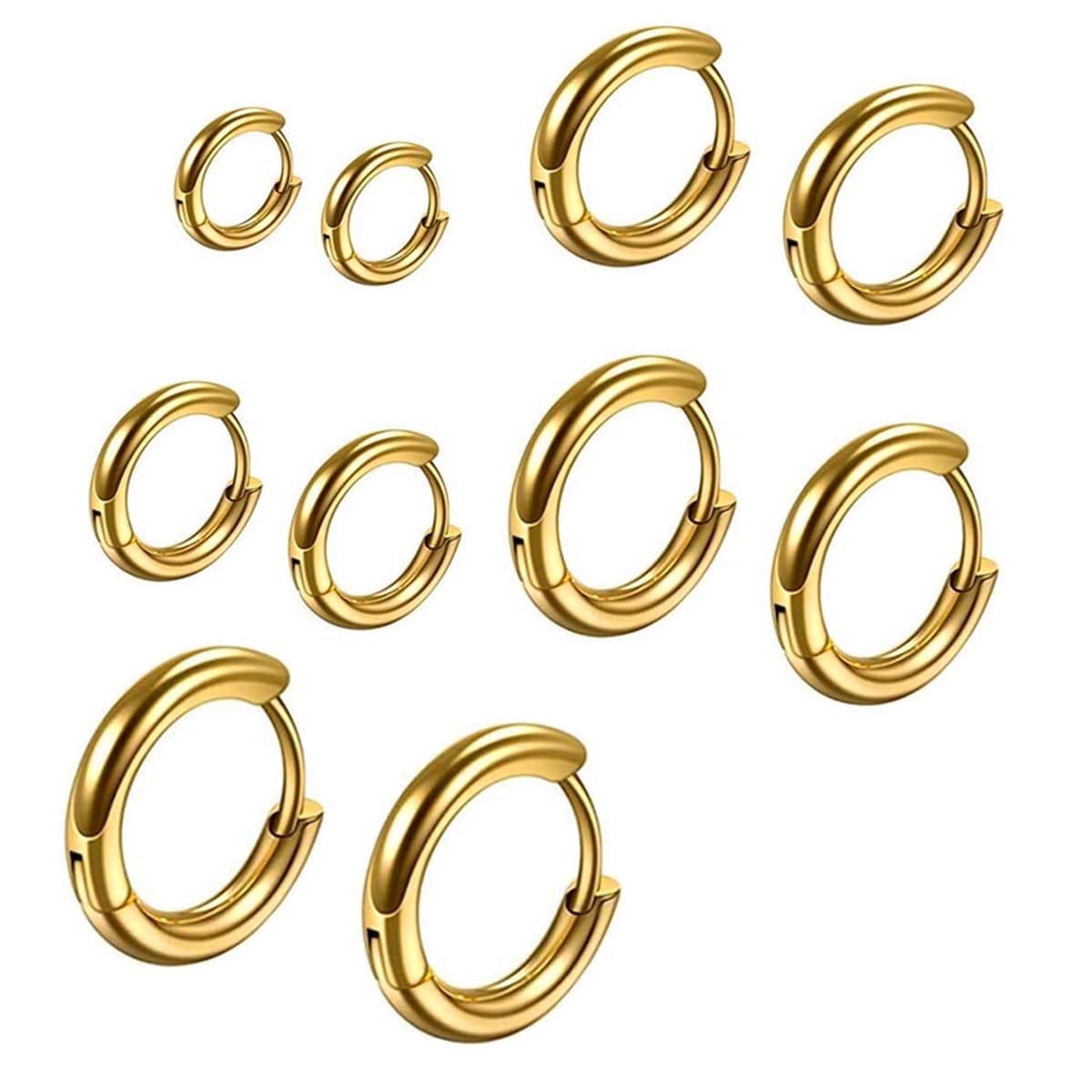 6 Paia Orecchini A Cerchio In Acciaio Inossidabile - Ipoallergenici Per Uomini E Donne - Foto 2