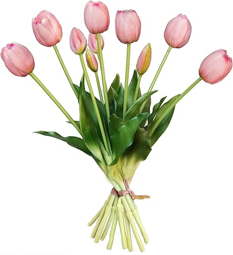 Kainonnan 10 tulipanes falsos, flores artificiales de tacto real, ramo de flores