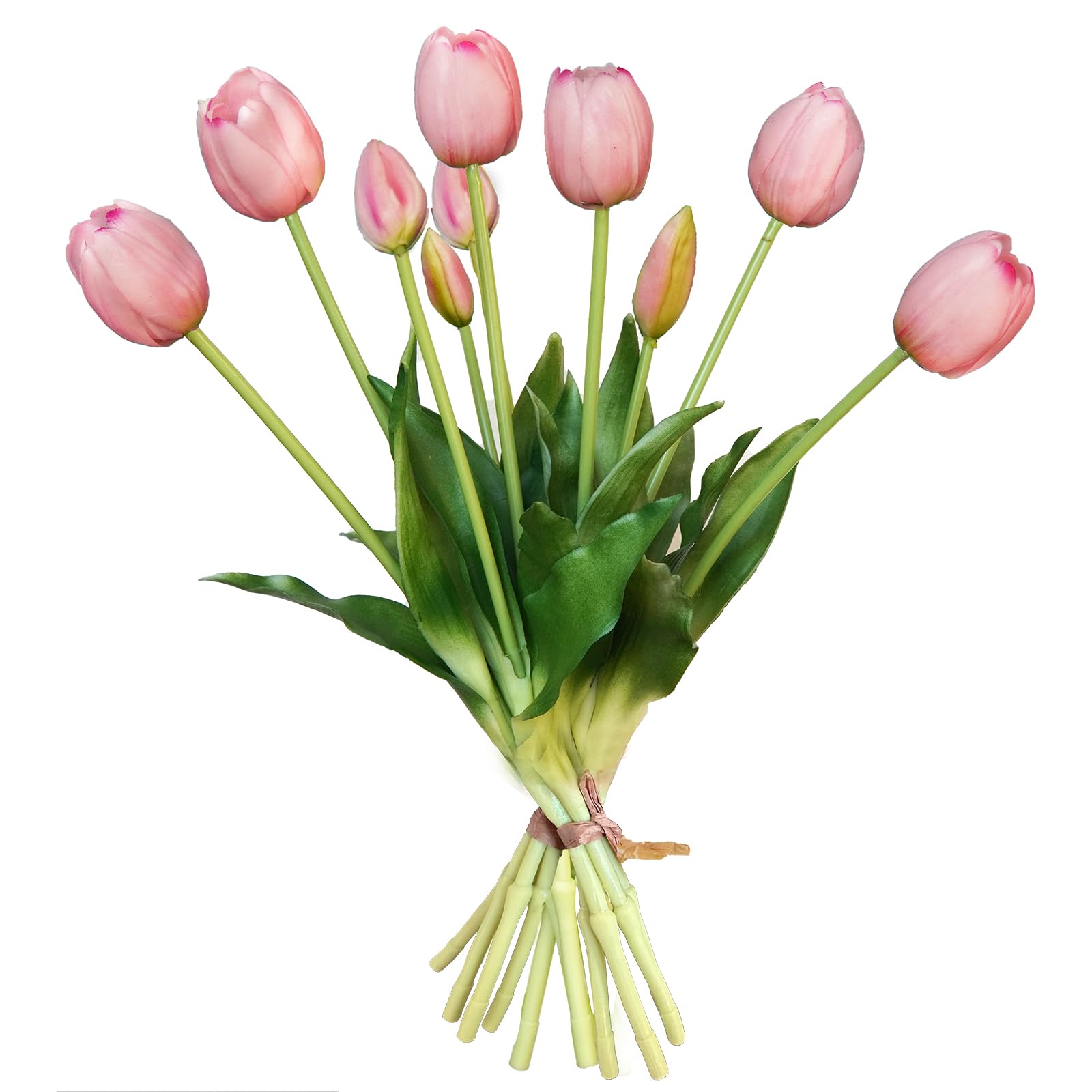 10 Pcs Fake Tulips Tulips Artificial Flowers Real Touch Fake Flowers Artificial Flower Bouquet for Home Table Party Wedding Decoration(Light Pink)