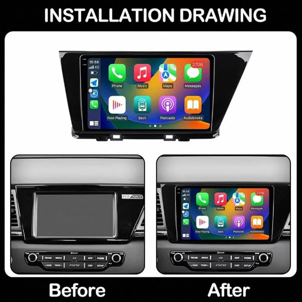 Radio Samochodowe dla Kia Niro DE 2016-2019 Steering Wheel Controls Radio Samochodowe Z Ekranem Fm Am Bluetooth Usb Android Auto Do, 8 Core 6G+128G