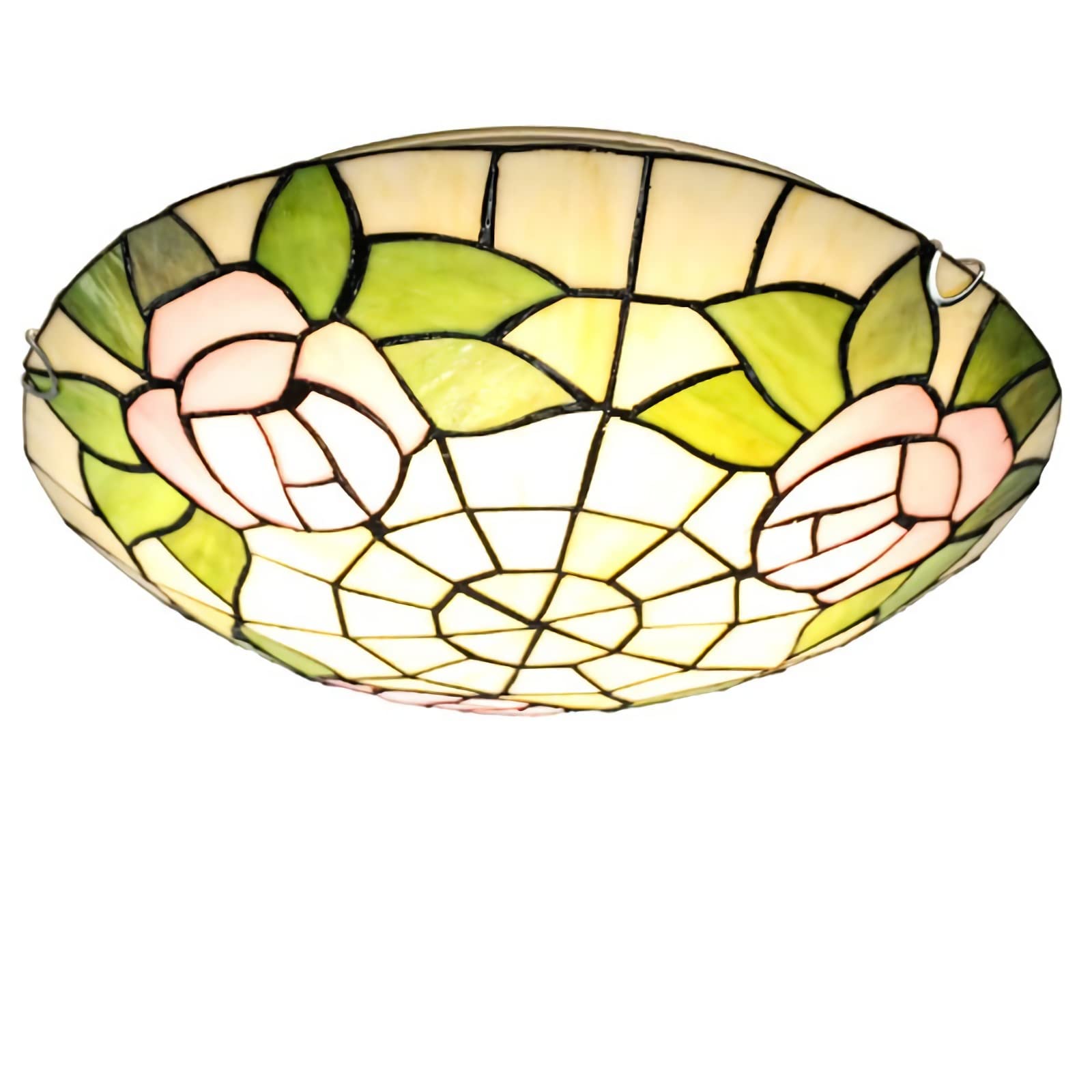 Aioneer Tiffany Ceiling Light Chandeliers, Dimmable Stained Glass Led Ceiling Lamp Flush Mount, E26 Bulb, Vintage Pendant Hanging Light For Bedroom Living Room Hallway Bathroom-50cm
