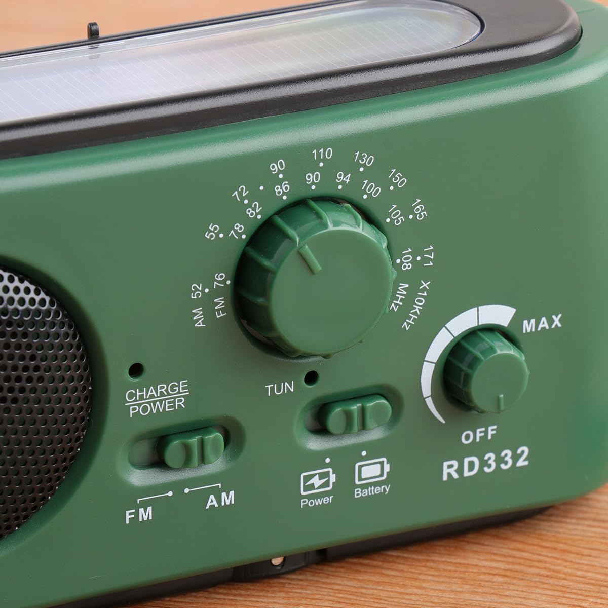 OSALADI Radio Solar con Manivela De Emergencia con Linterna Led Y Cargador De Teléfono Móvil